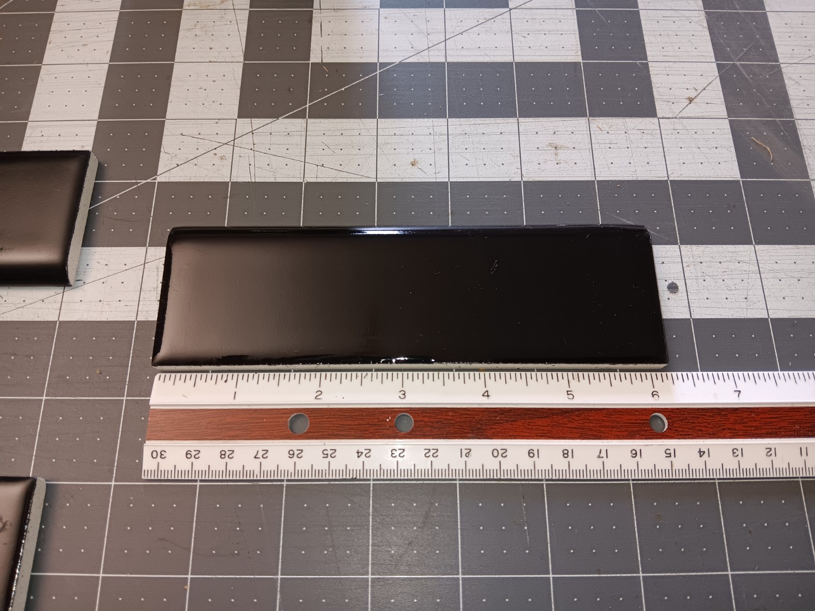 VTG. 8 pc. Gloss Black 1 15/16ths x 6 1/8 x Bullnose Ceramic Tiles ( 2 x 6 )