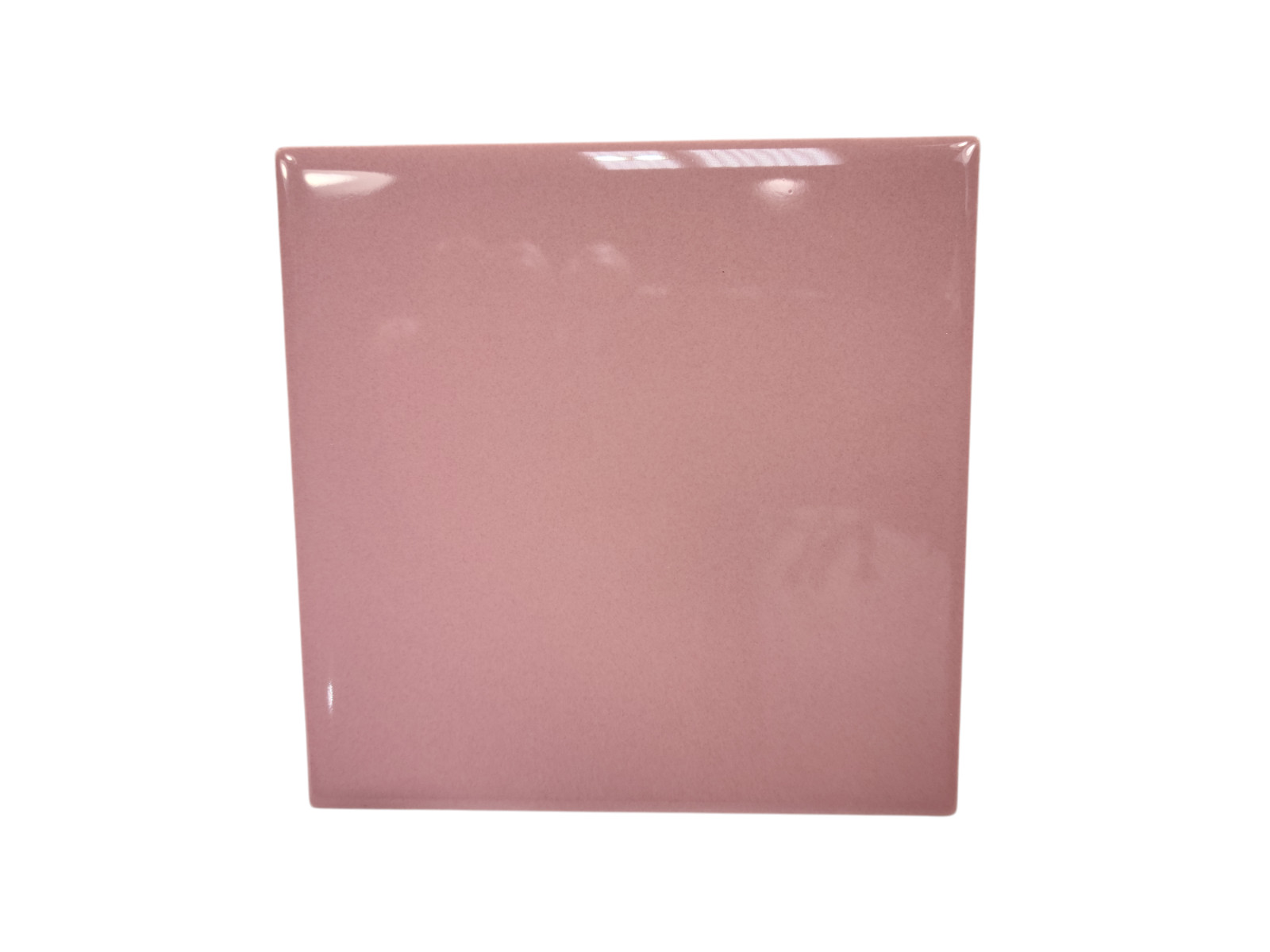 Carnation Pink Ceramic Tile 4.25 in Subway Square Mid Century Modern