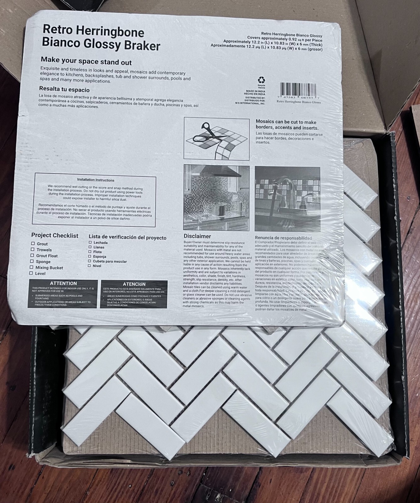 MSI Retro Herringbone Bianco 11″ x 12″ Porcelain Mosaic Tile (13.8 sq. ft. case)