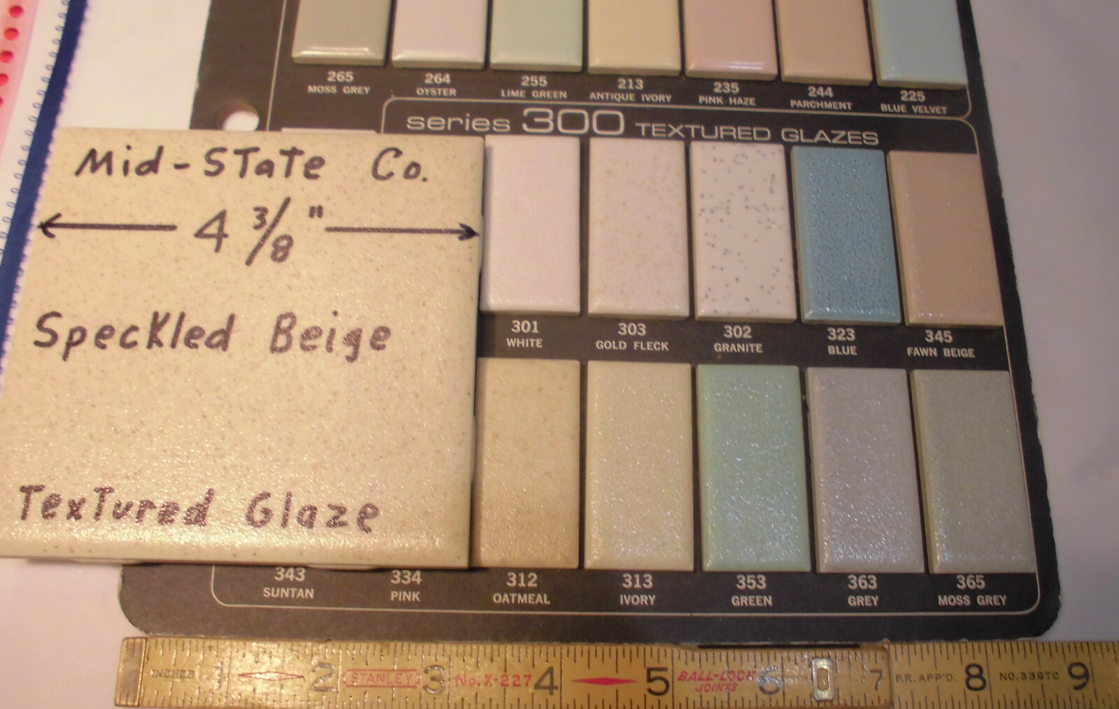 1 pc. *Speckled Beige* Ceramic Tile 4-3/8″ by Mid-State; Matte Lightly Textured