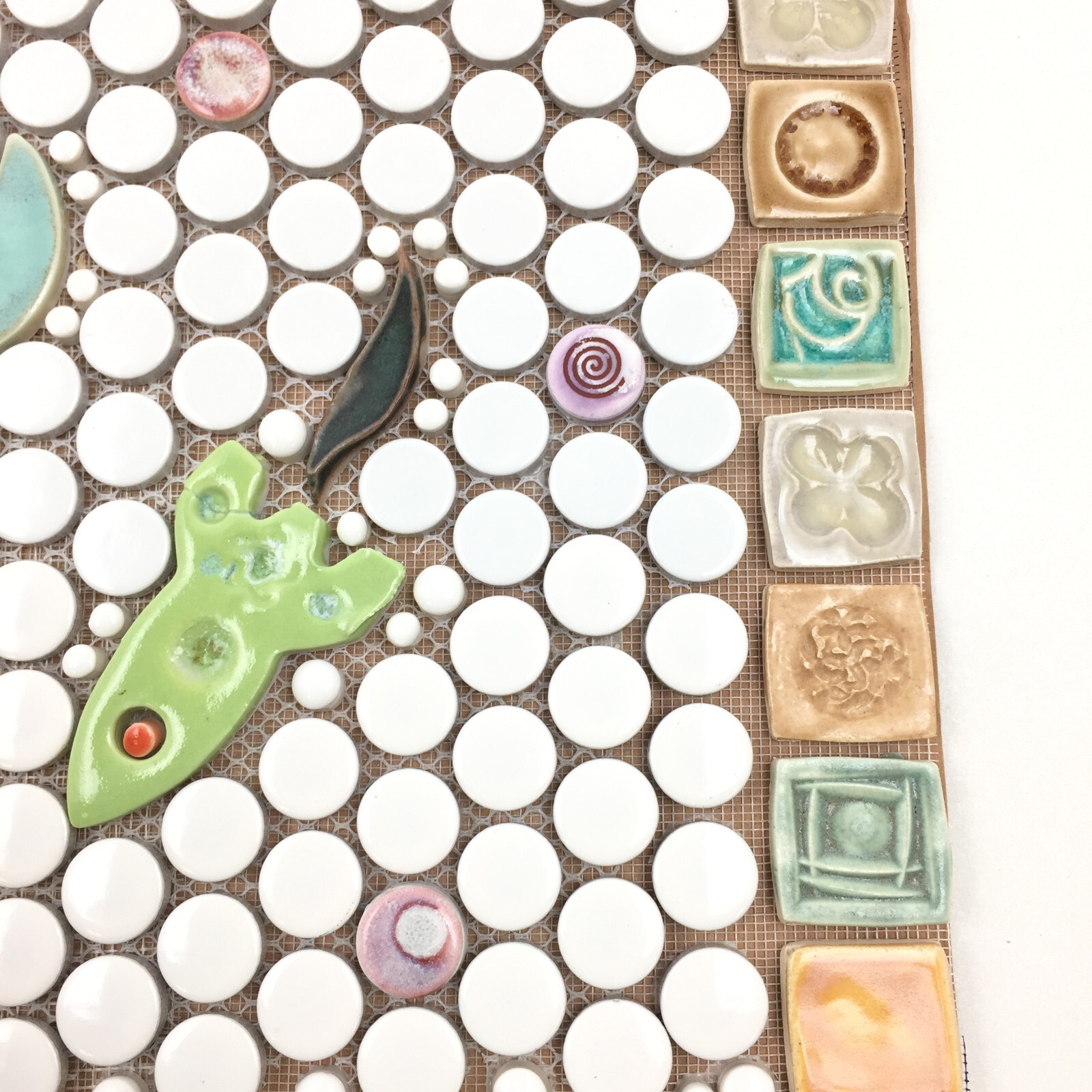 Handmade Tile Mosaic Panel Backsplash 1/4″ Thick, 11.5″ x 14″ Mounted On Mesh