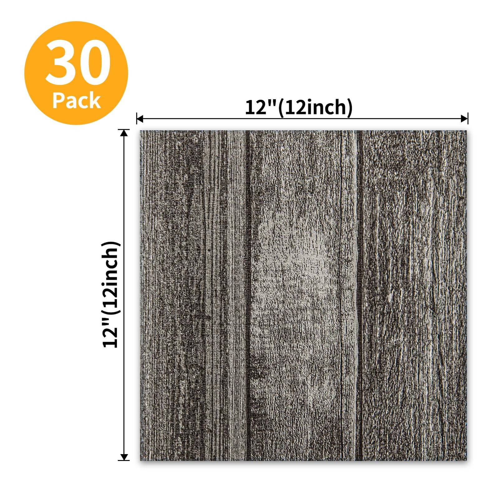 30-Pack Peel and Stick Floor Tiles, 12 x 12in Vinyl Flooring Tiles, Self-Adhe…