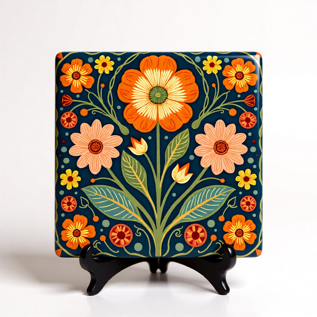 Floral Ceramic Tile 3 sizes Flowers 7 Printed in US