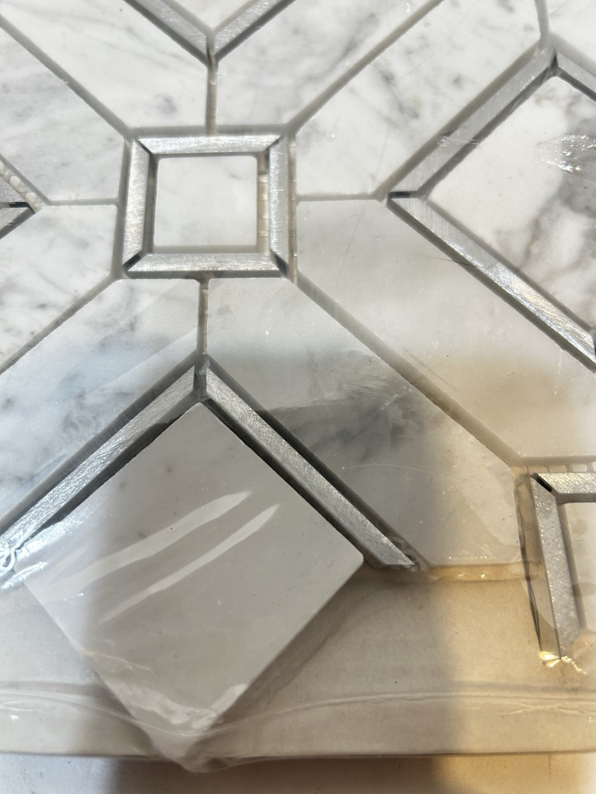 White Carrara Natural Marble Mosaic Tile Sheet Decorative 13 x 13″