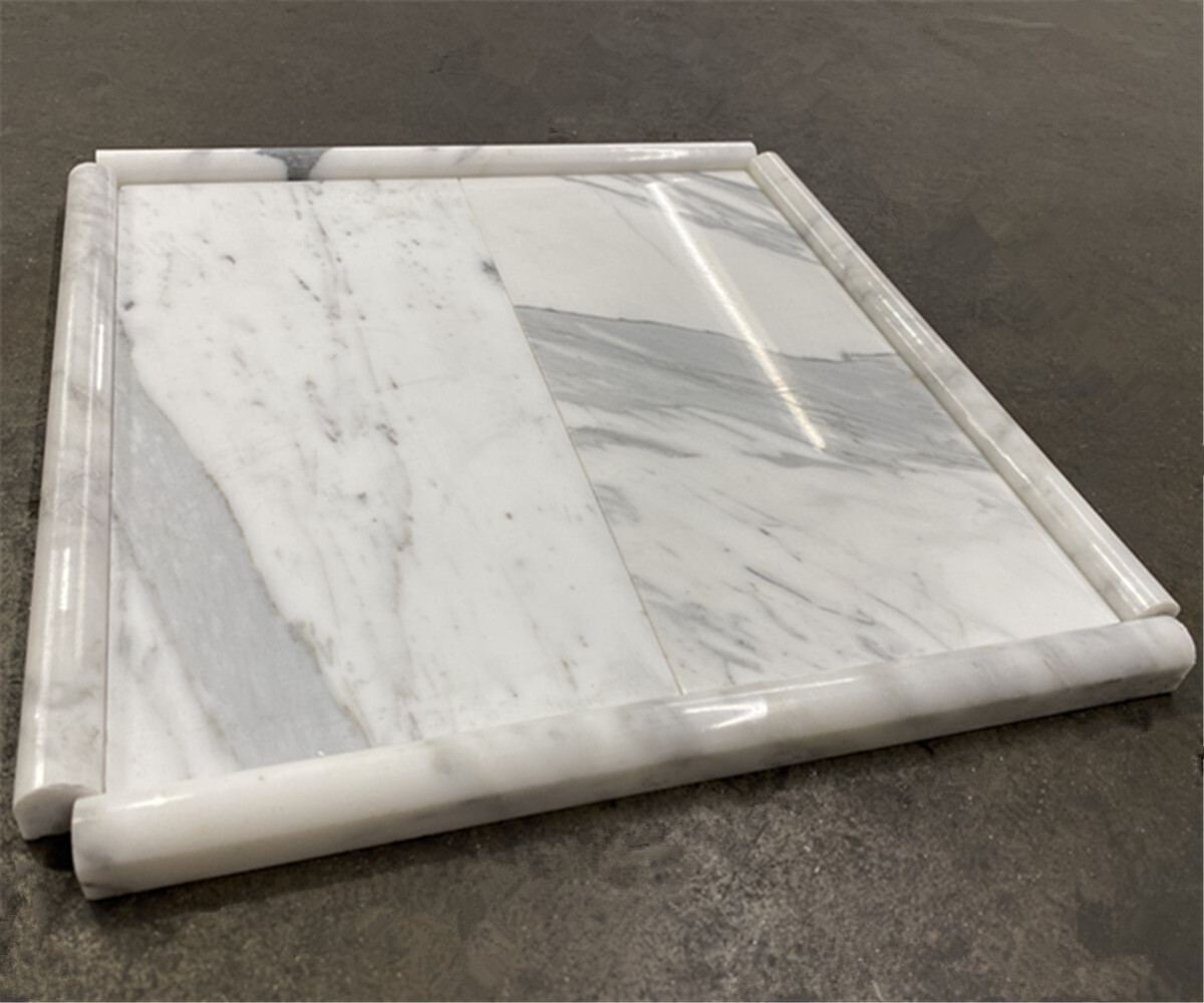 L18P Pencil Liner Statuary Statuario White Marble 3/4×12 Trim Tile Polished