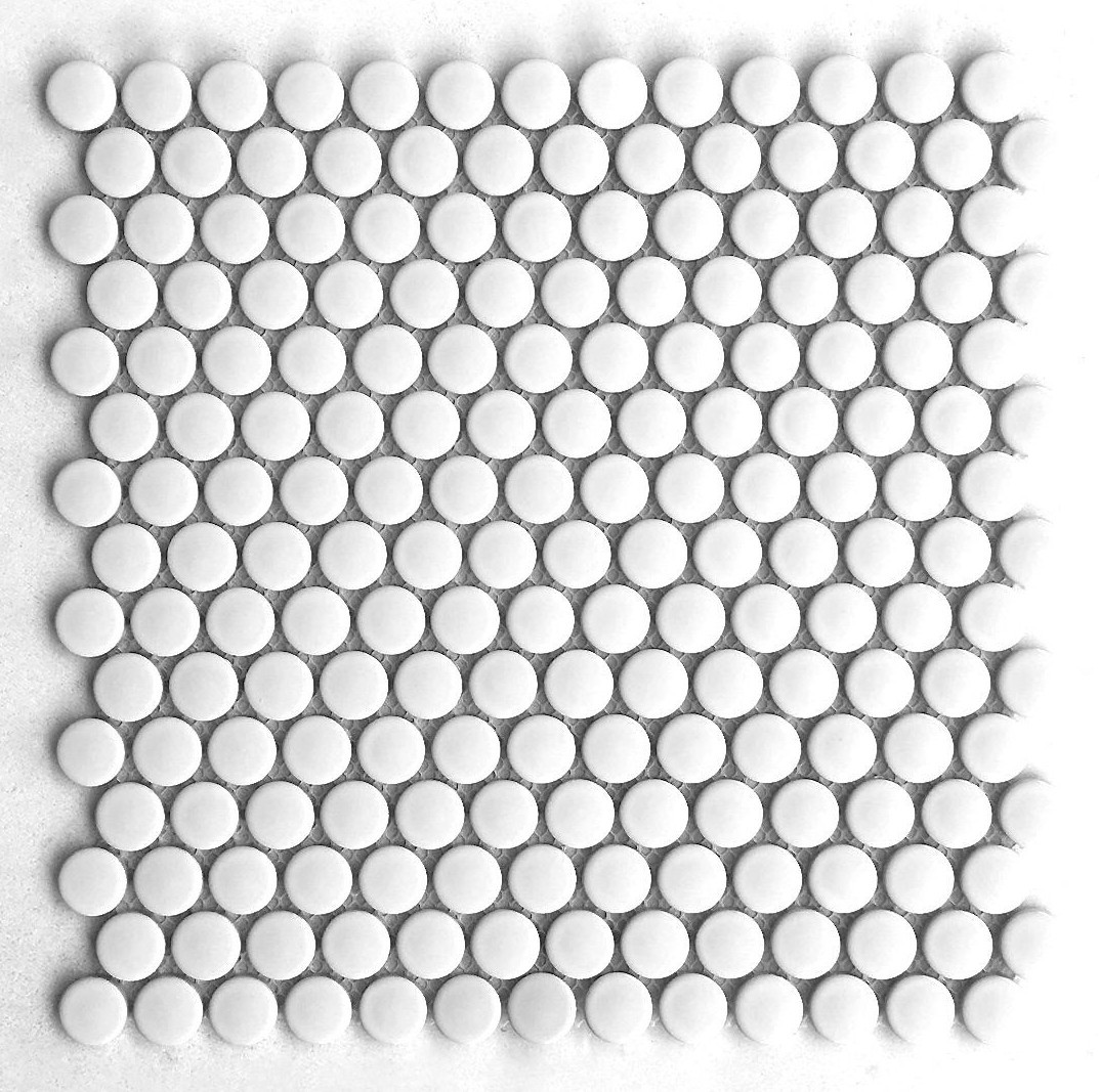 Penny Round Shiny White Porcelain 3/4″ Mosaic Tile Floor Backsplash Kitchen
