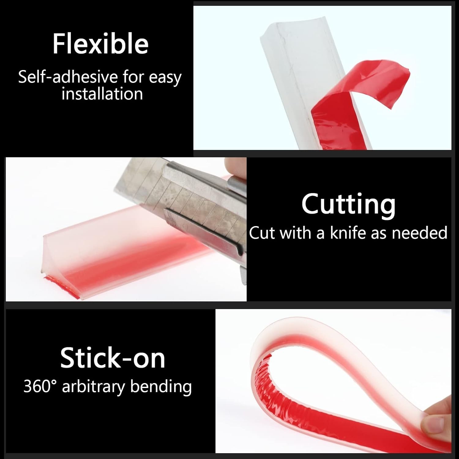 67Inch New Collapsible Shower Threshold Water Dam, Self Adhesive Silicone Water