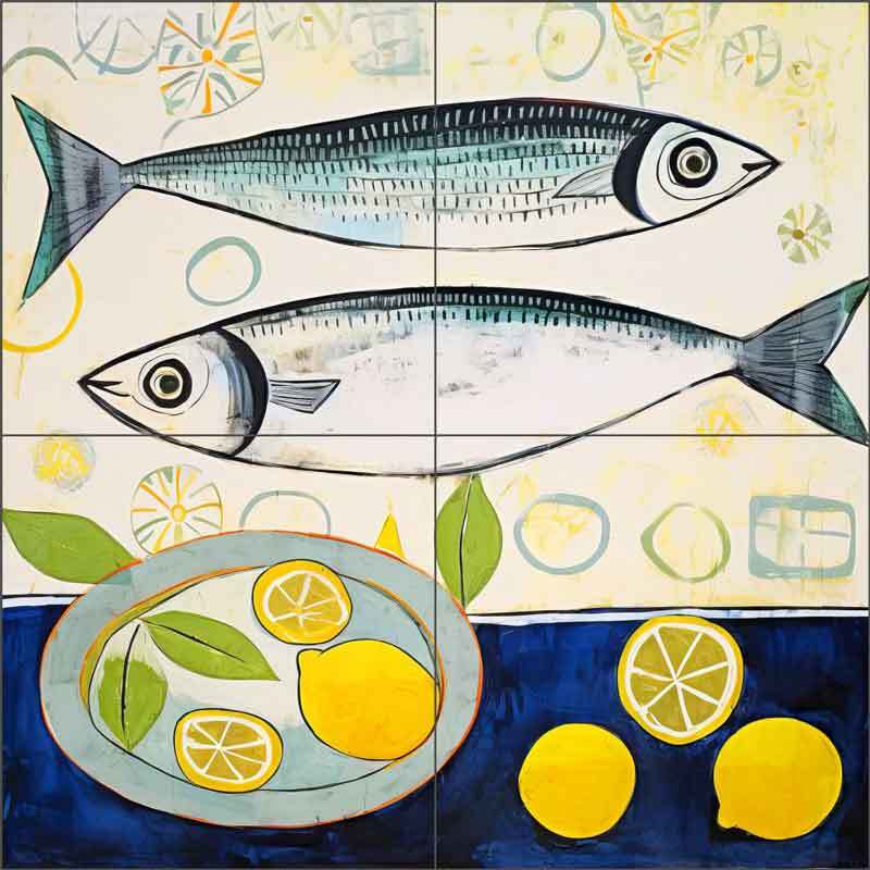 Fish Tile Backsplash Irena Orlov Seafood Art Ceramic Mural OB-ORL24802-10