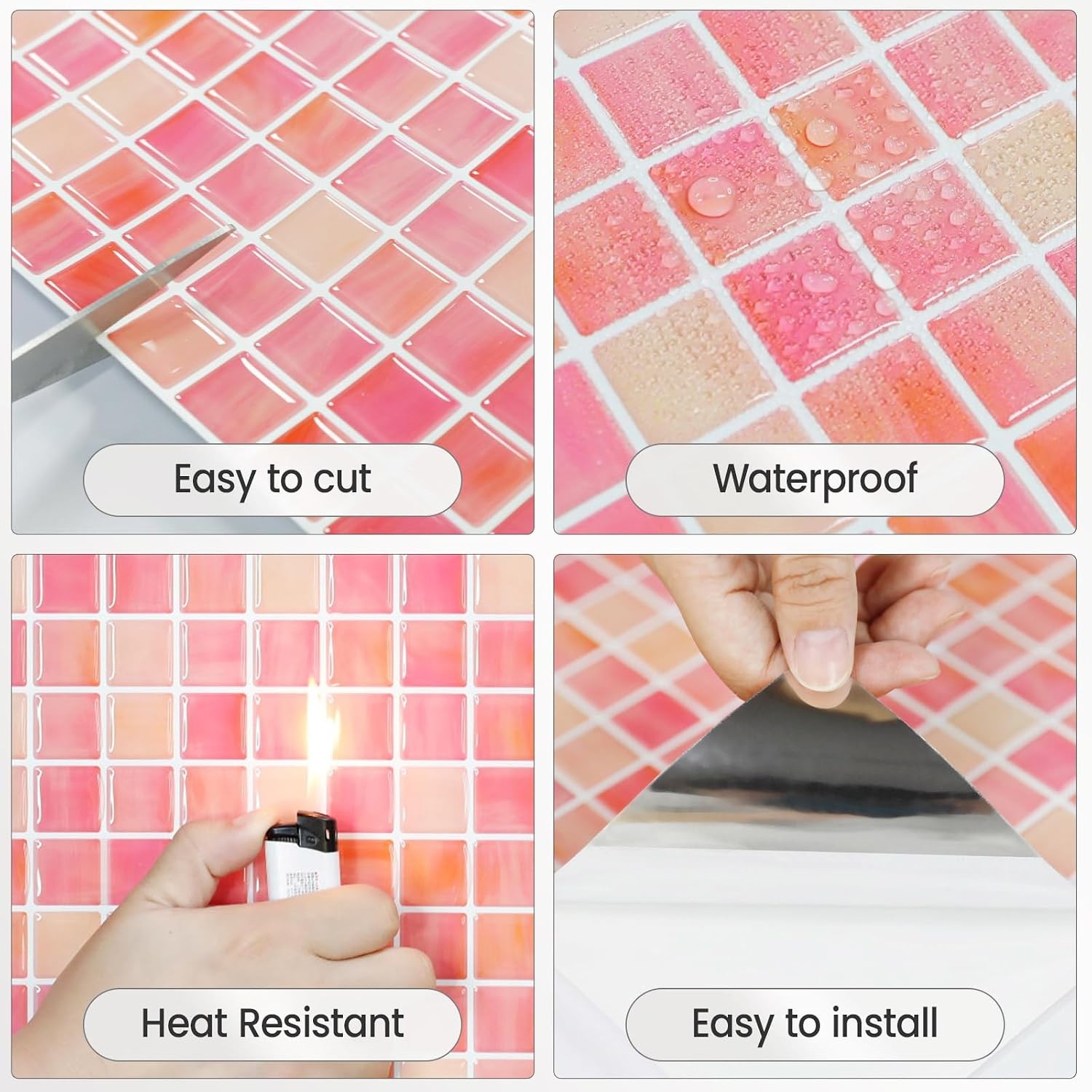 5 Sheets Peel and Stick Backsplash, Self Adhesive Wall Tiles, 3D 12″x12″Premium