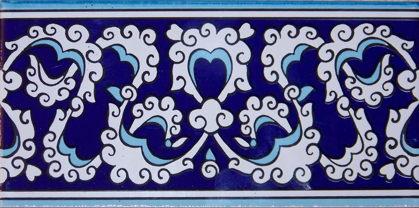 40 Blue & White 4″x8″ (10cmx20cm) Turkish Ottoman Iznik Ceramic Tile Border