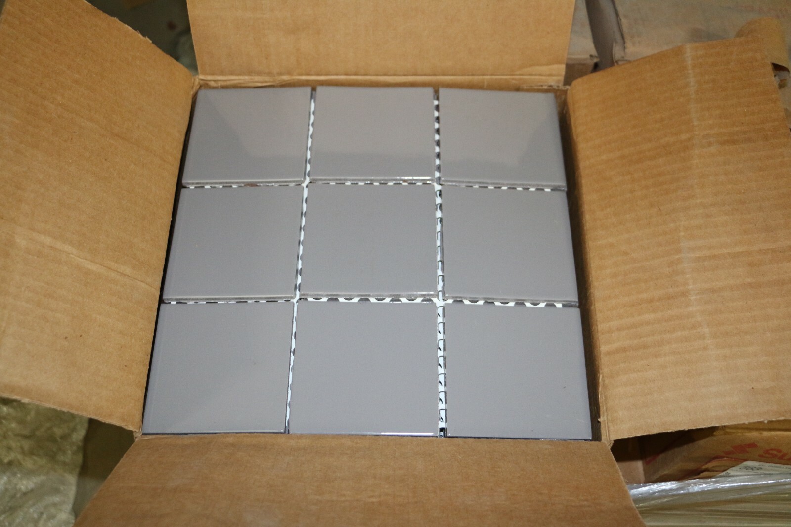 Gray Glossy Wall Tile 3 7/8″ x 3 7/8″ Meshed Remodel Color-563-454 10 SQFT