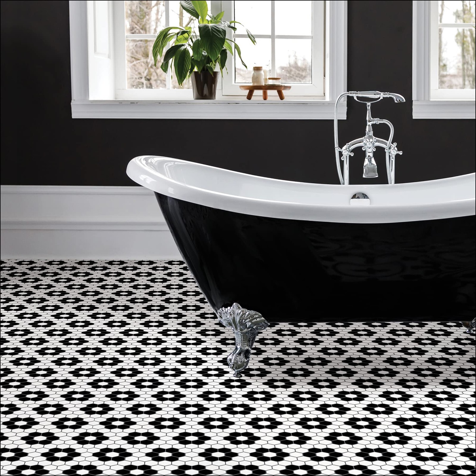 Black Biscotto Peel Stick Floor Tiles Fp3931