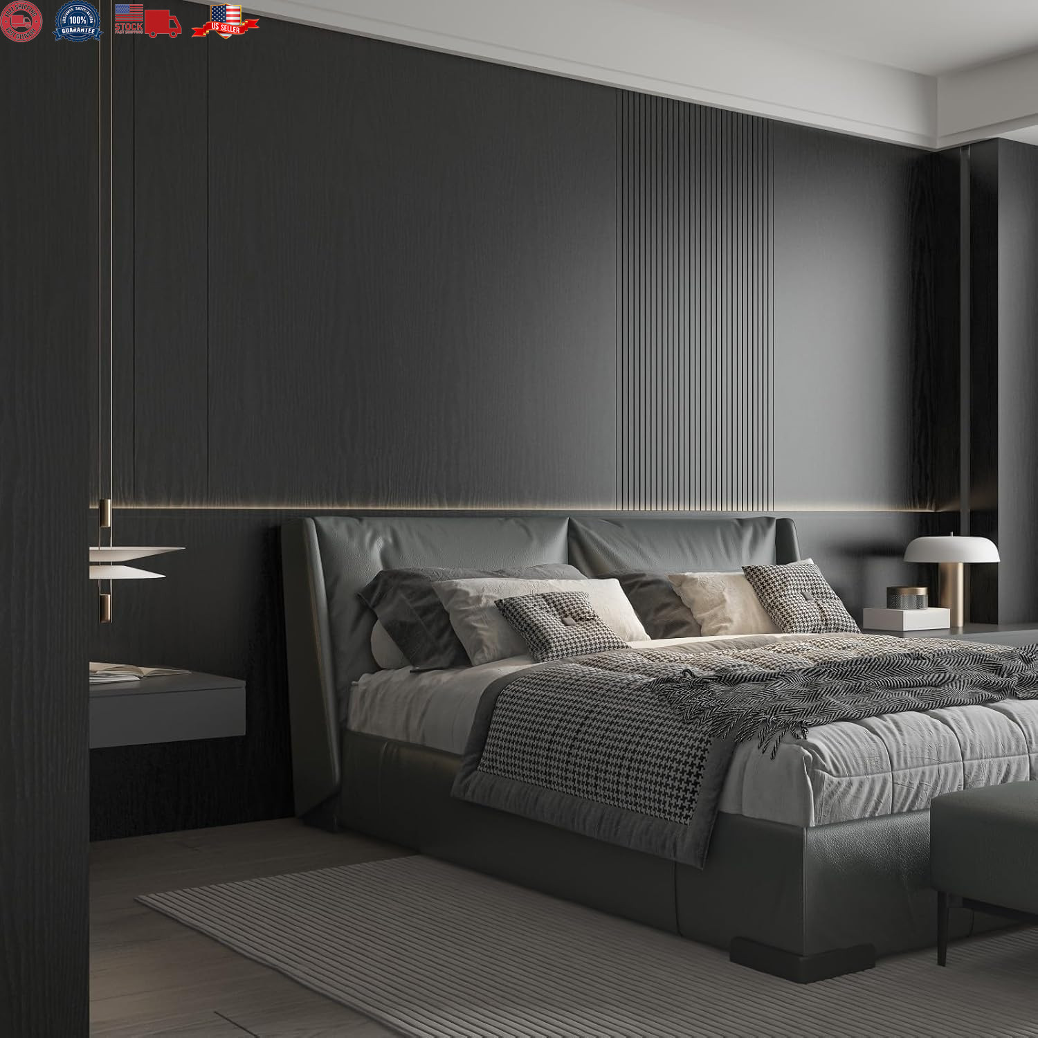 Black Wood Grain Contact Paper Peel Stick Self Adhesive Wallpaper Vinyl Wrap New