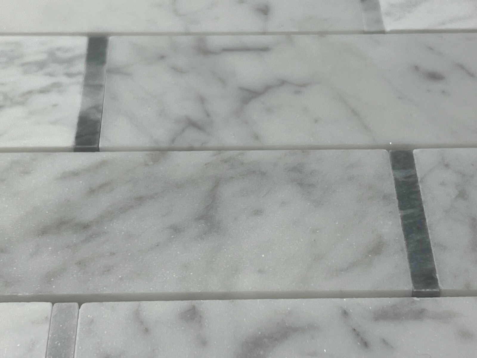 S32 Carrara White Grey Marble Rectangle Mosaic Tile Kitchen Bathroom Polished