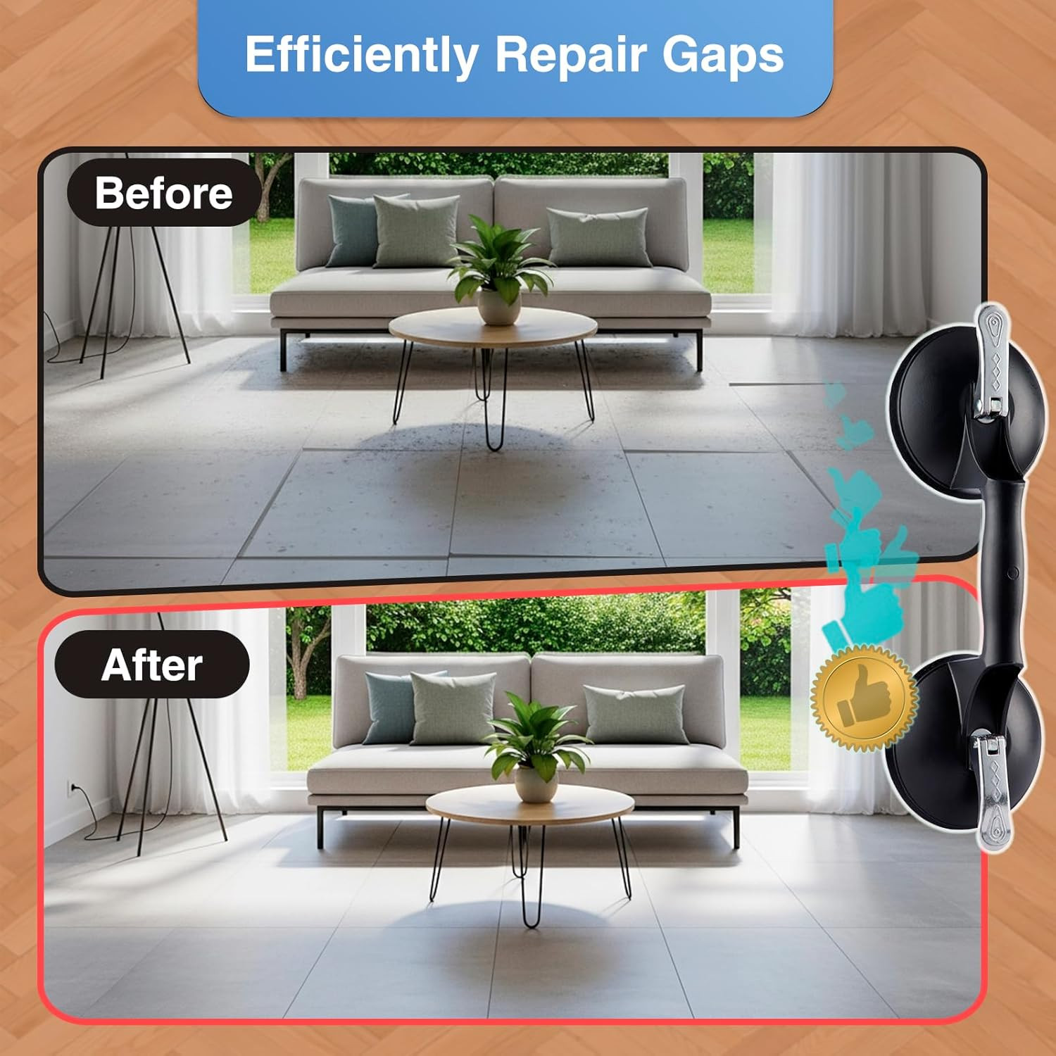 4PC Laminate Flooring Tools, Floor Gap Repair Tool Set with Suction Cup