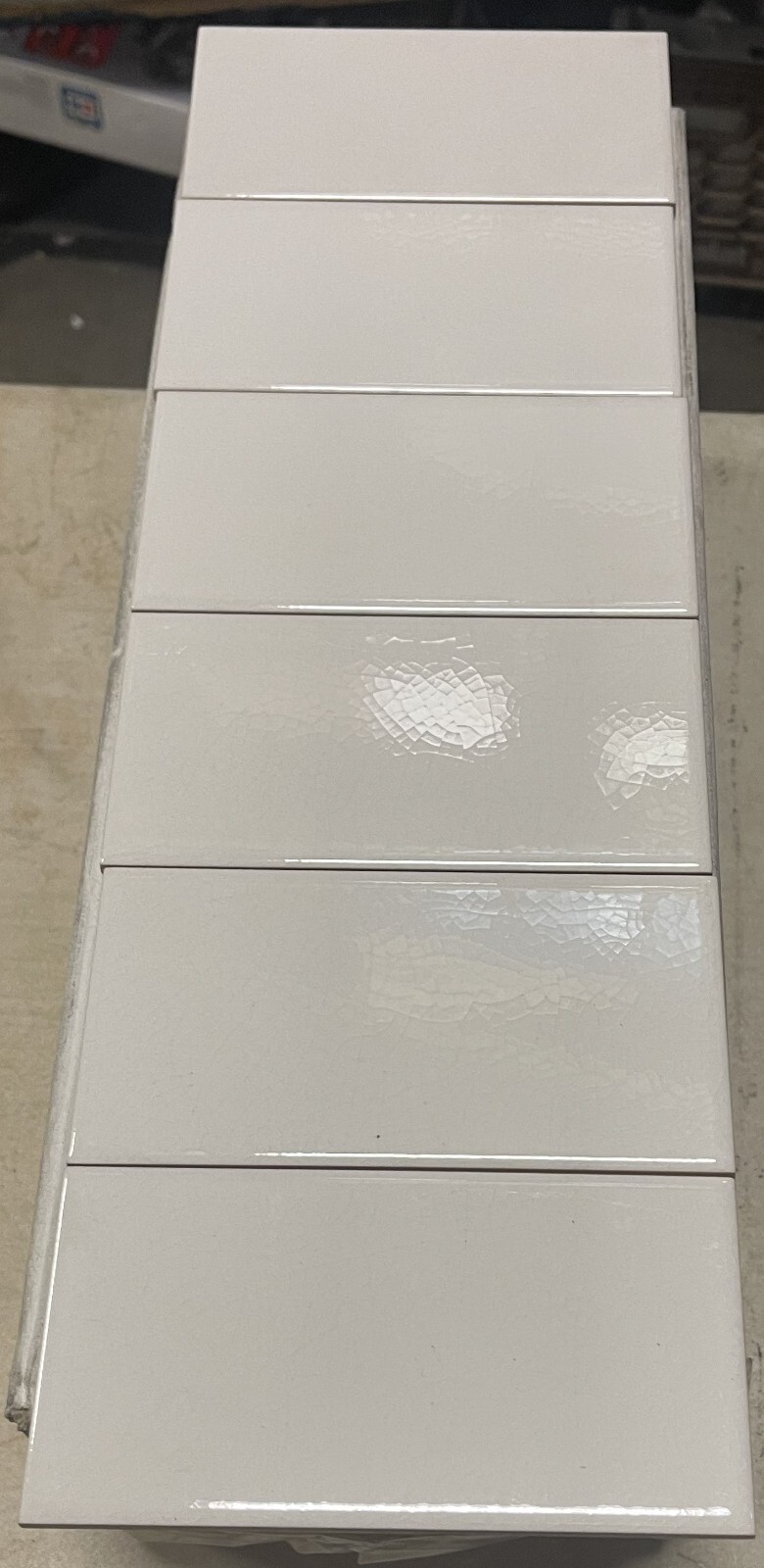 walker zanger soho collection shiny white crackled 3×6 subway tile