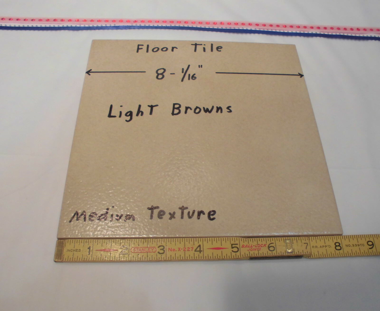 1 pc. Light Browns: Ceramic Floor Tile: 8″ X 8″ medium textured, New Old Stock