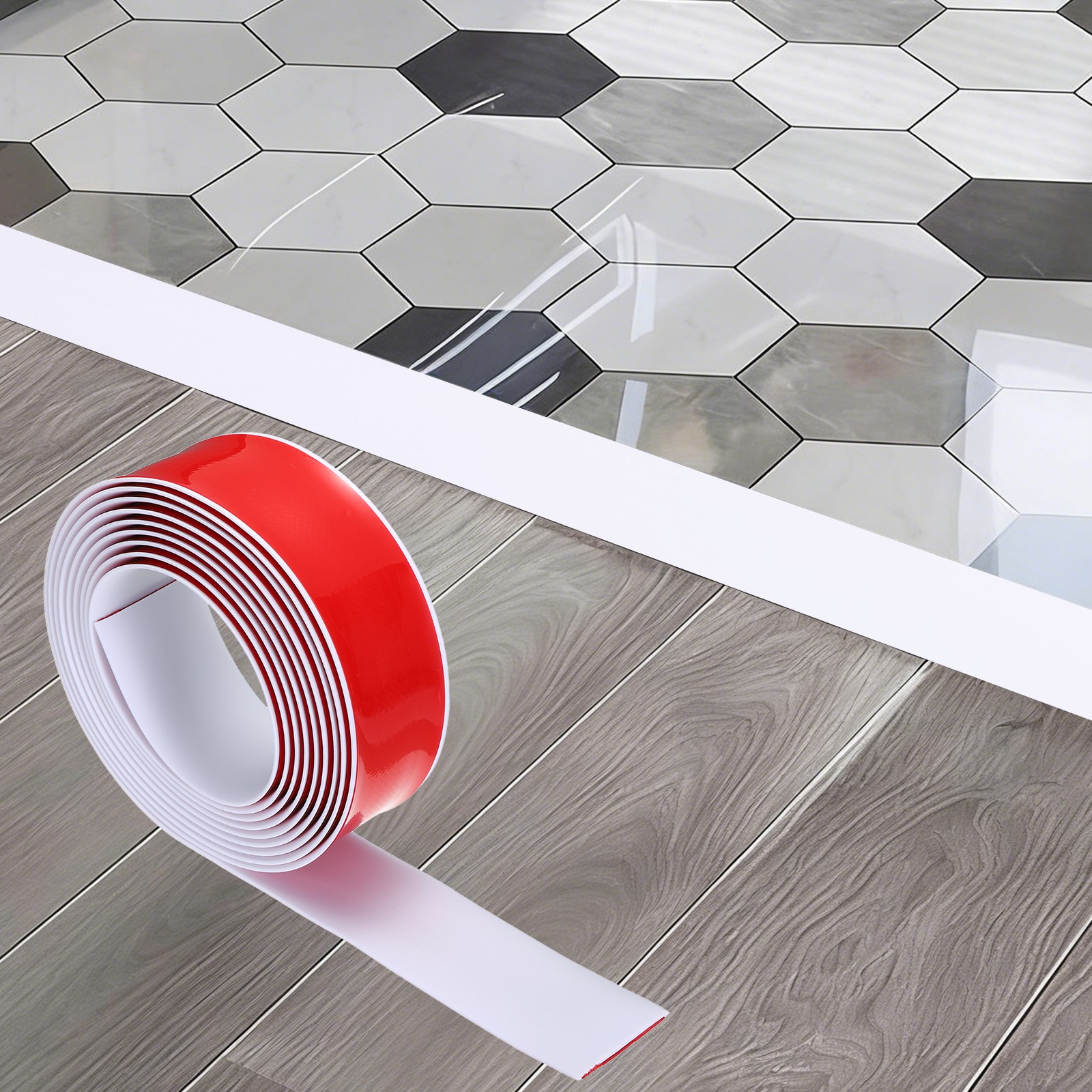 Floor Transition Strip (1.97″/ x 11.5ft) PVC Floor Strips White