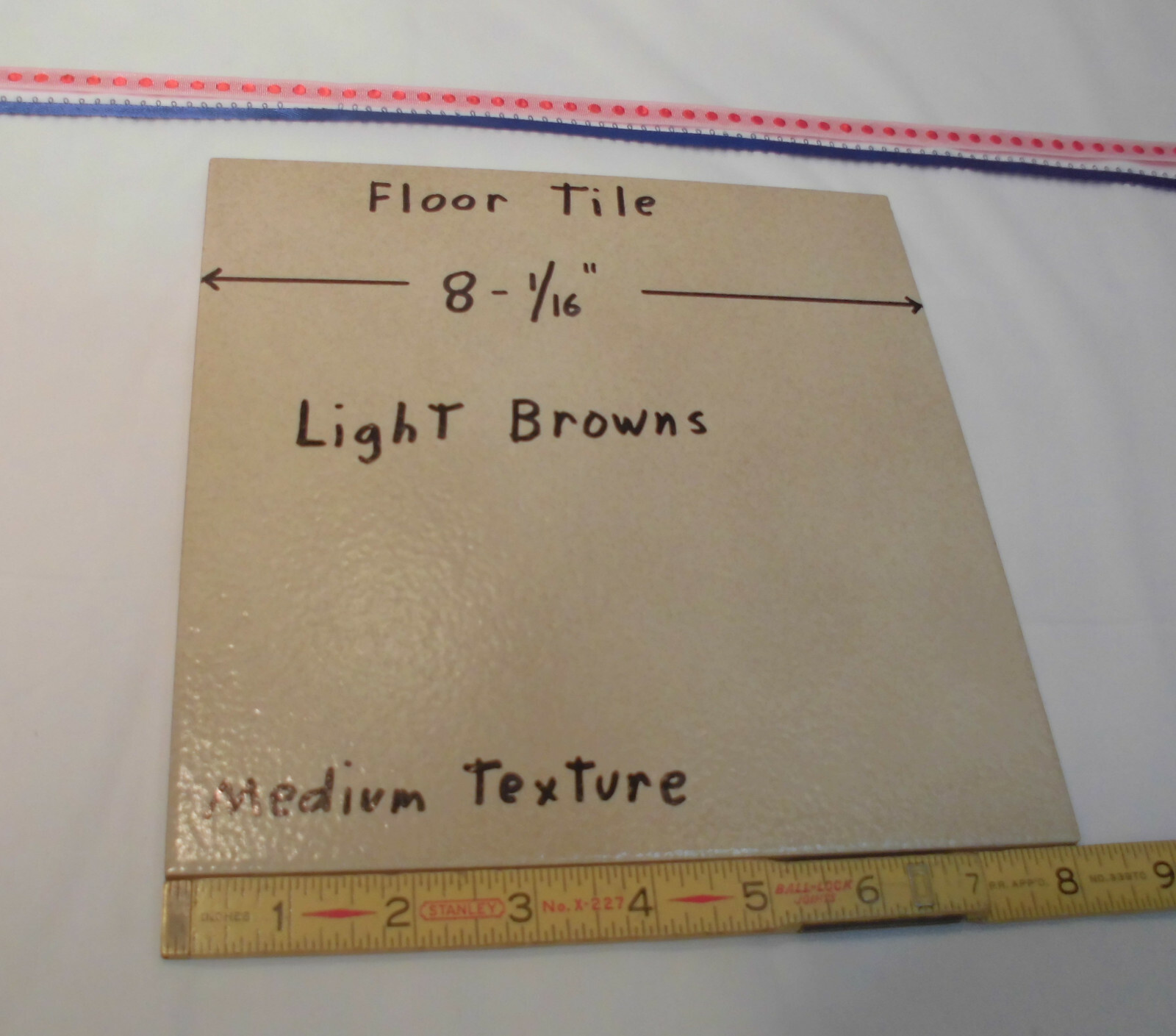 1 pc. Light Browns: Ceramic Floor Tile: 8″ X 8″ medium textured, New Old Stock