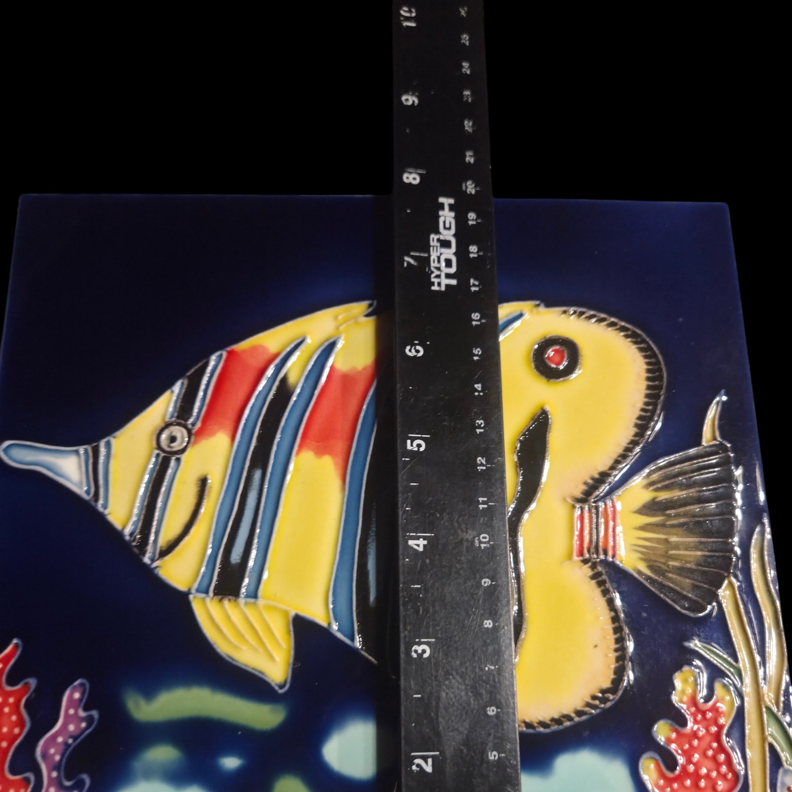Decorative Wall Art Ceramic Tile 8″x8″Yellow Tropical Fish Coral Reef Coastal