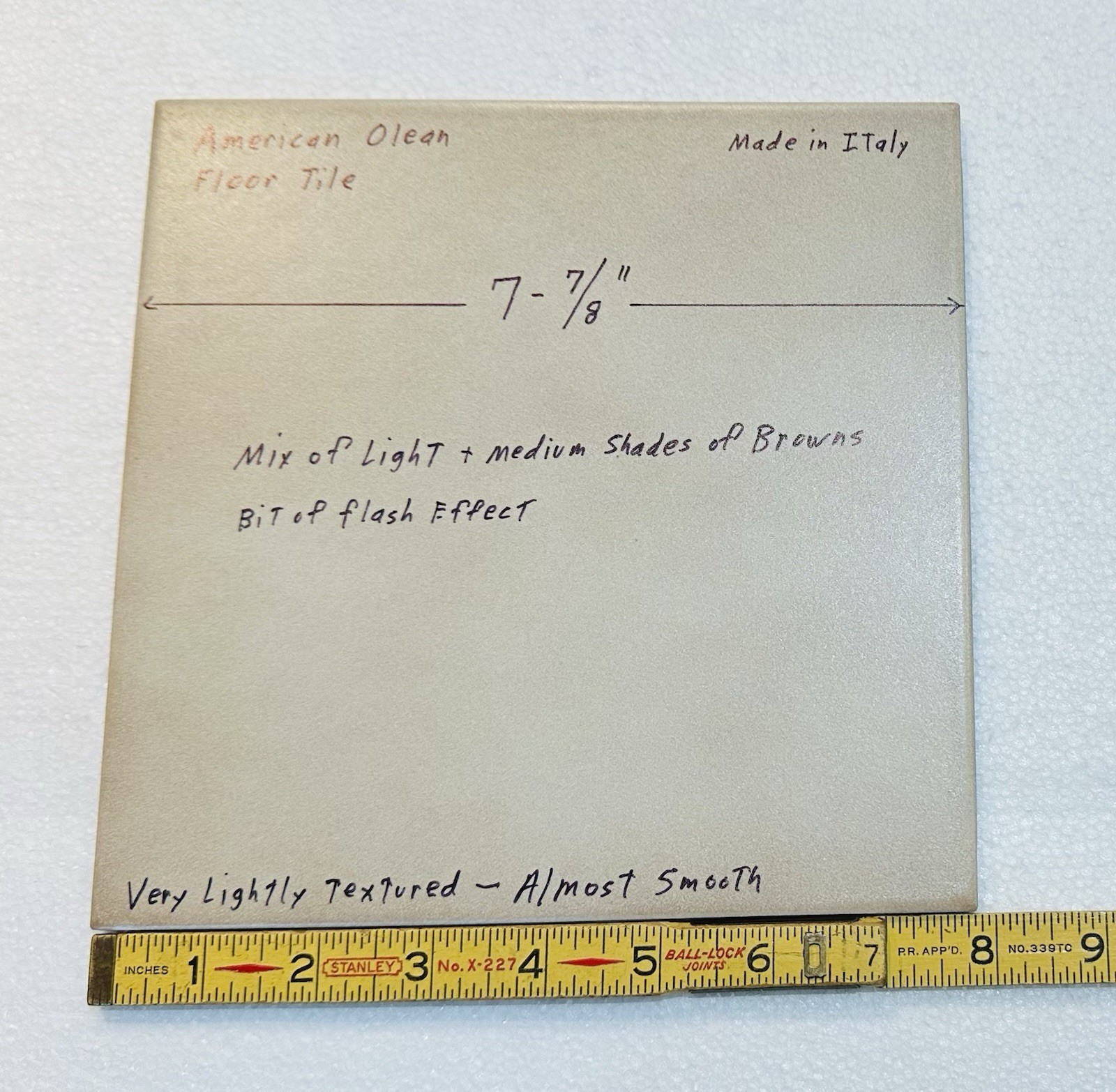 1 pc. Light – Medium Shades of Brown: 7-7/8″ Lightly Textured by American Olean