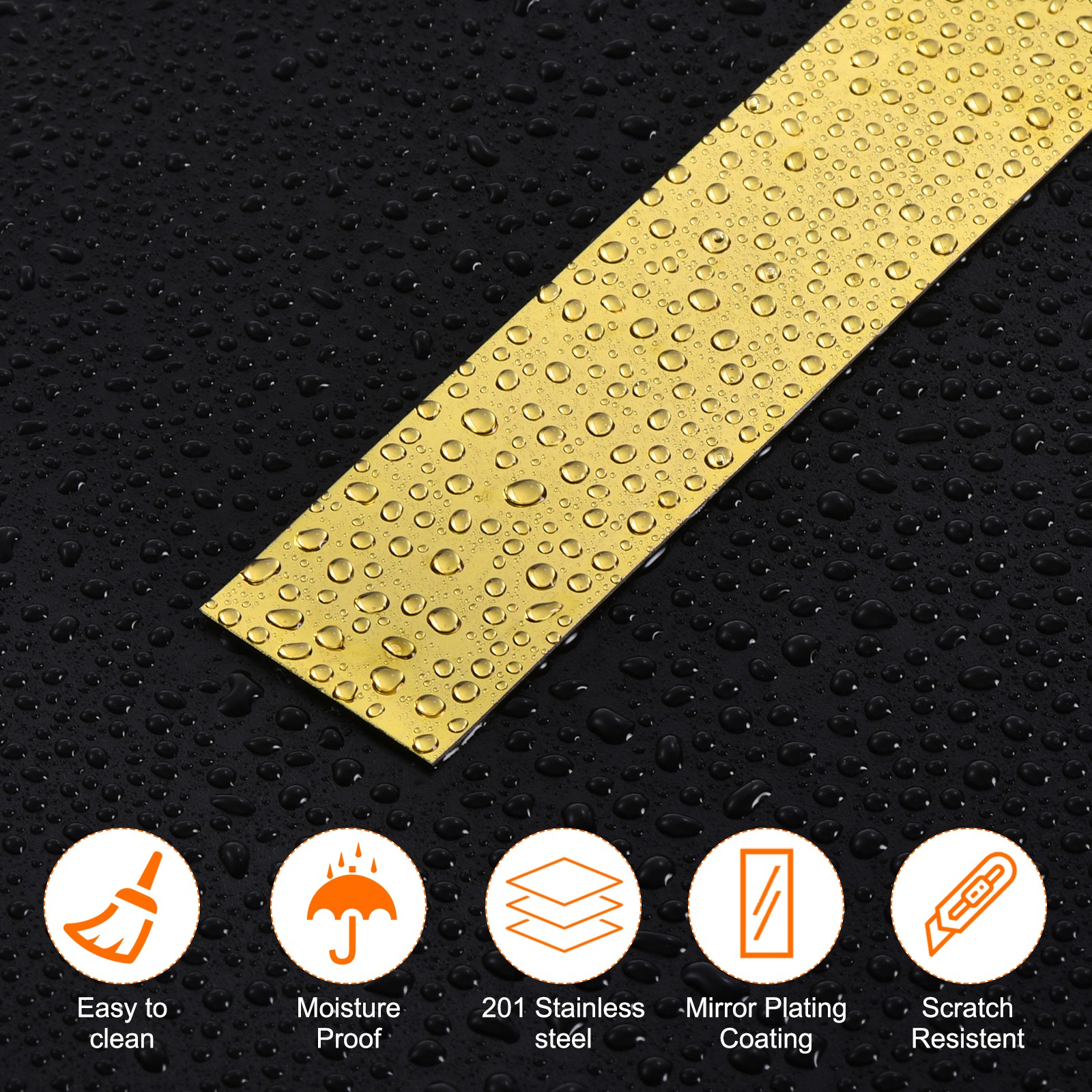 Flexible Molding Trim Self Adhesive 16.4Ft x 0.8in Wall Trim Ceiling Edge Gold