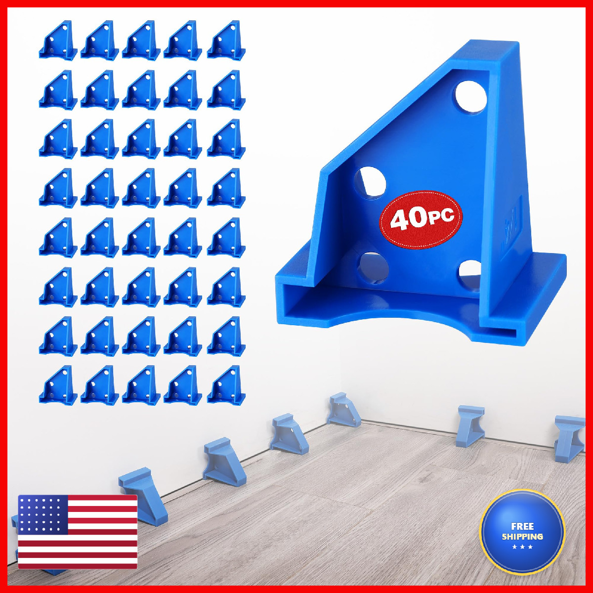 Workpro 40-Pack Floor Spacers 2 In 1 Laminate Flooring Spacers 1/2 1/4 Gaps