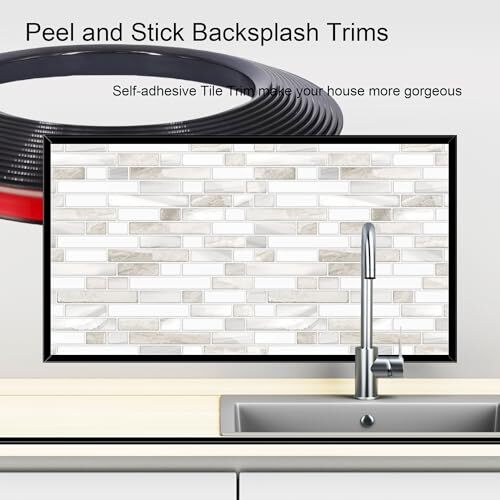 20ft Outside Vinyl Corner Trim Peel and Stick for Tile and Wall Edges, Black