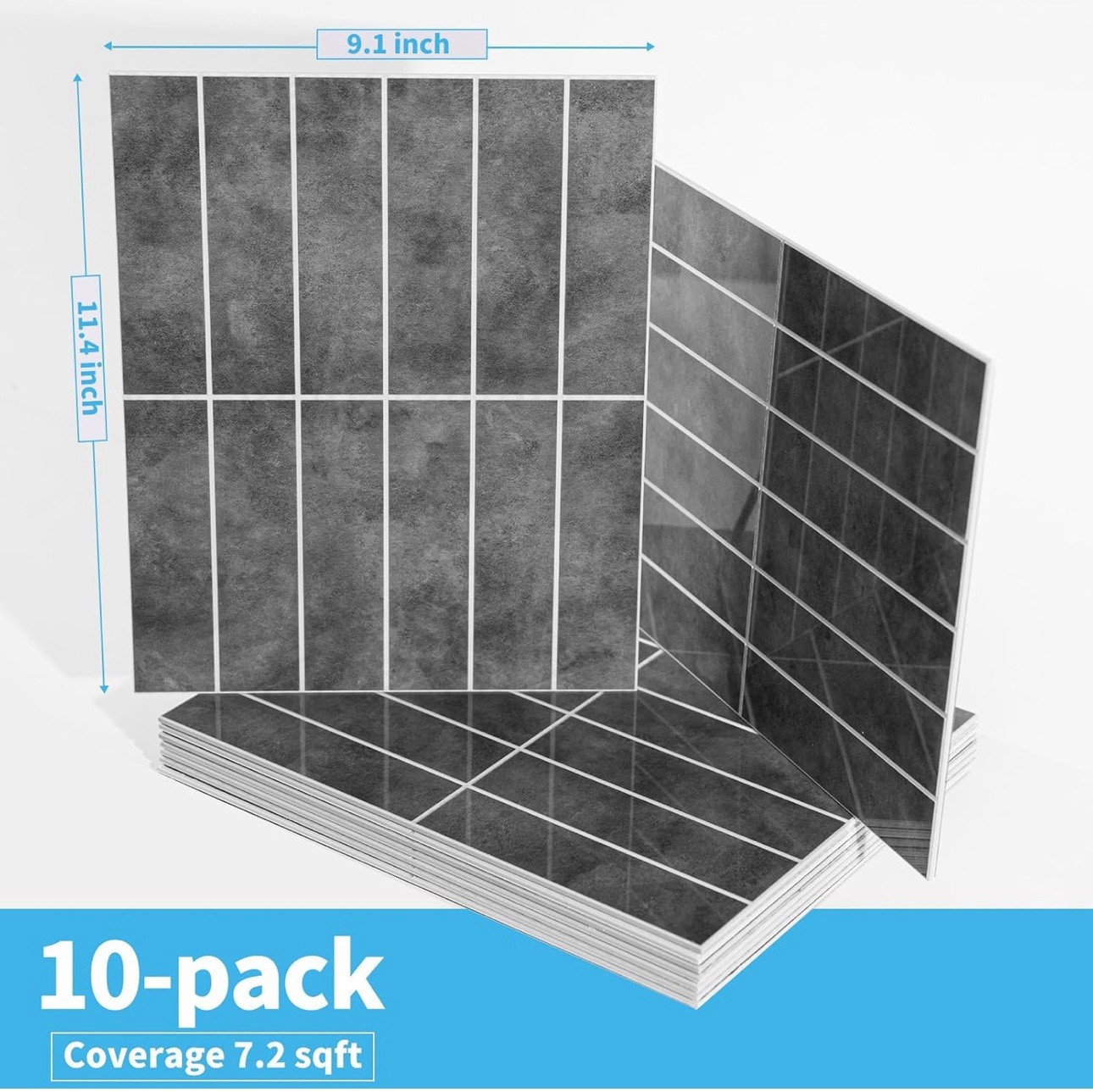 Art3d Peel & Stick Backsplash 10-Sheet Ash Grey Faux Stone Tile 7.2 Sq Ft