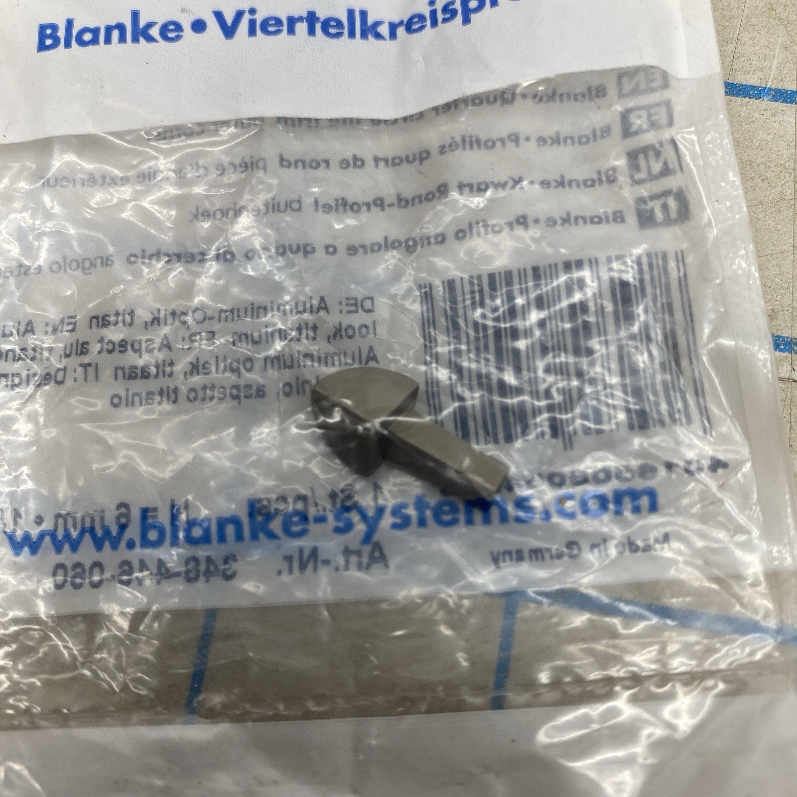 Blanke Systems Quarter Circle Tile Trim 1/4 Aluminum 348-446-060, 349-446-060