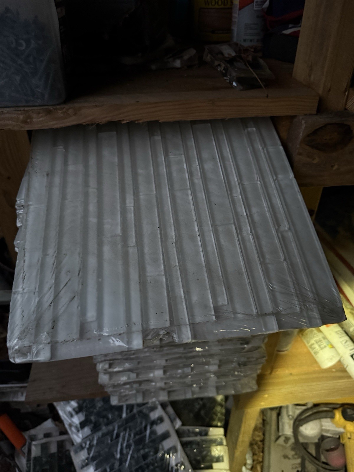 Clear And Grey Strip 12×12″ Marble Interlocking Pattern Art Mosaics Tile -…