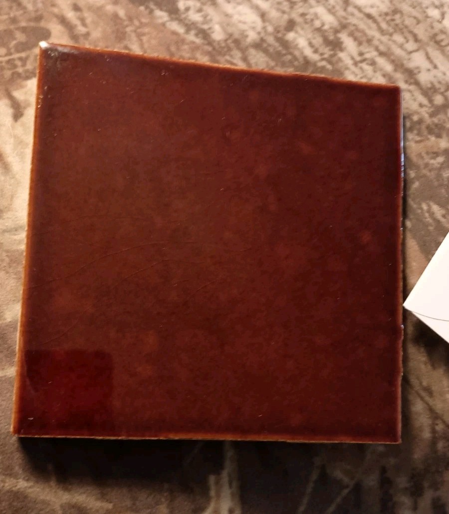 Vtg Oxblood Burgundy 1950s Tile Gardens California 4¼” Square High Sheen Gloss 4