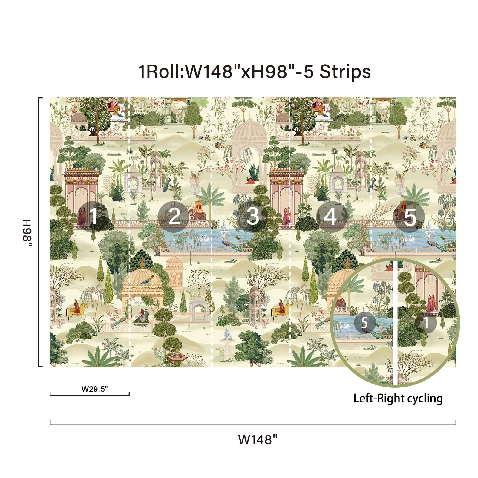 Exotic Tropical Green Wall Murals Peel and Stick 148″ W x 98″ H Botanical Ind…