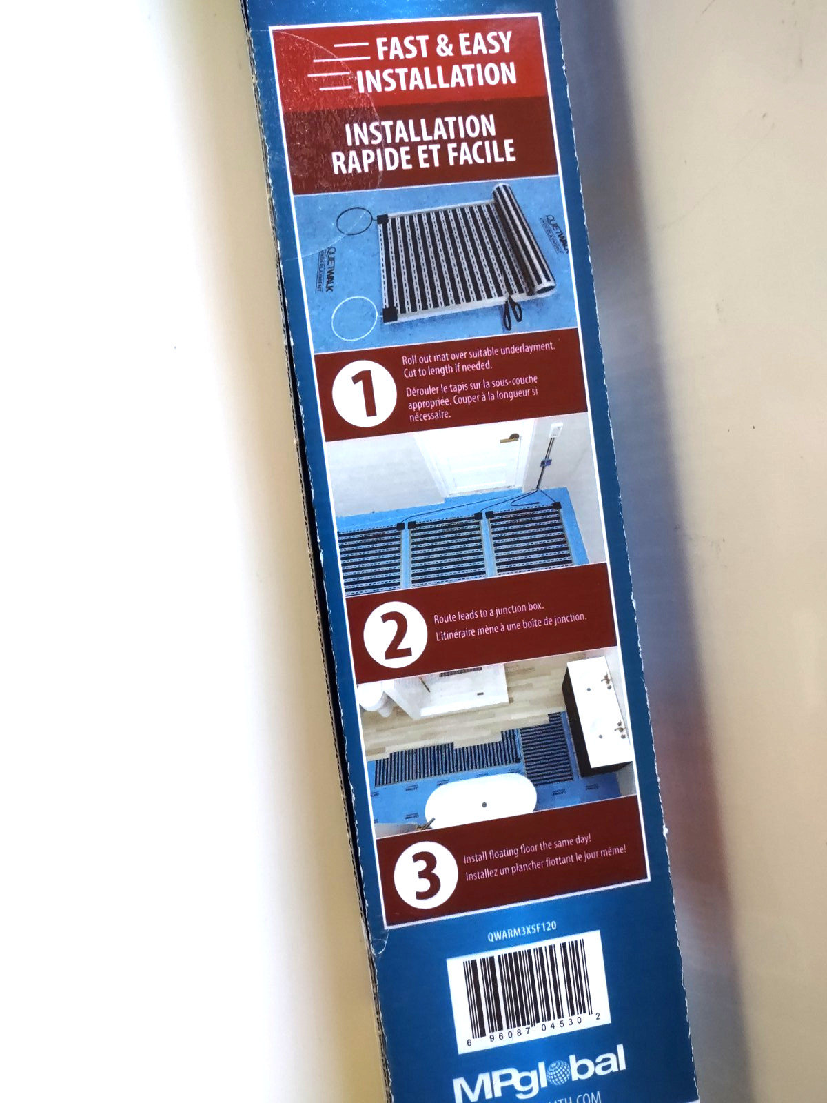 QuietWarmth QWARM3X5F120 3 Ft x 5 Ft 120v Radiant Under Floating Floor Heat Mat