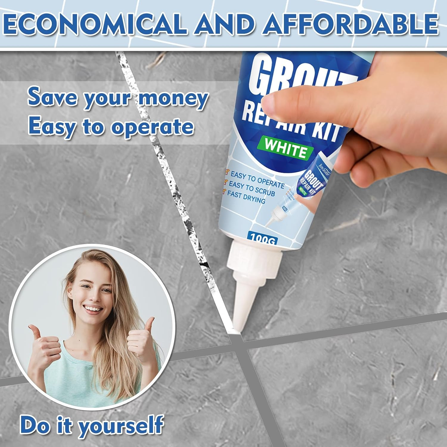 Tile Grout Repair Kit 2 Pack Fast Drying Waterproof Filler for Bathroom Kitch…