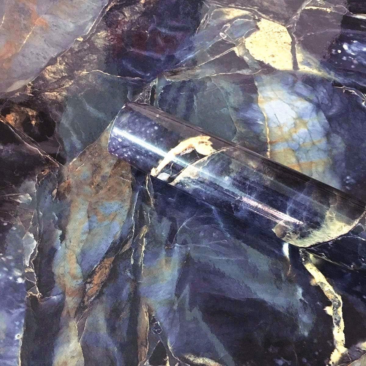Adhesive Marble Paper Granite Look Marble Effect Gloss 2″ x 15.8″ Blue Stone