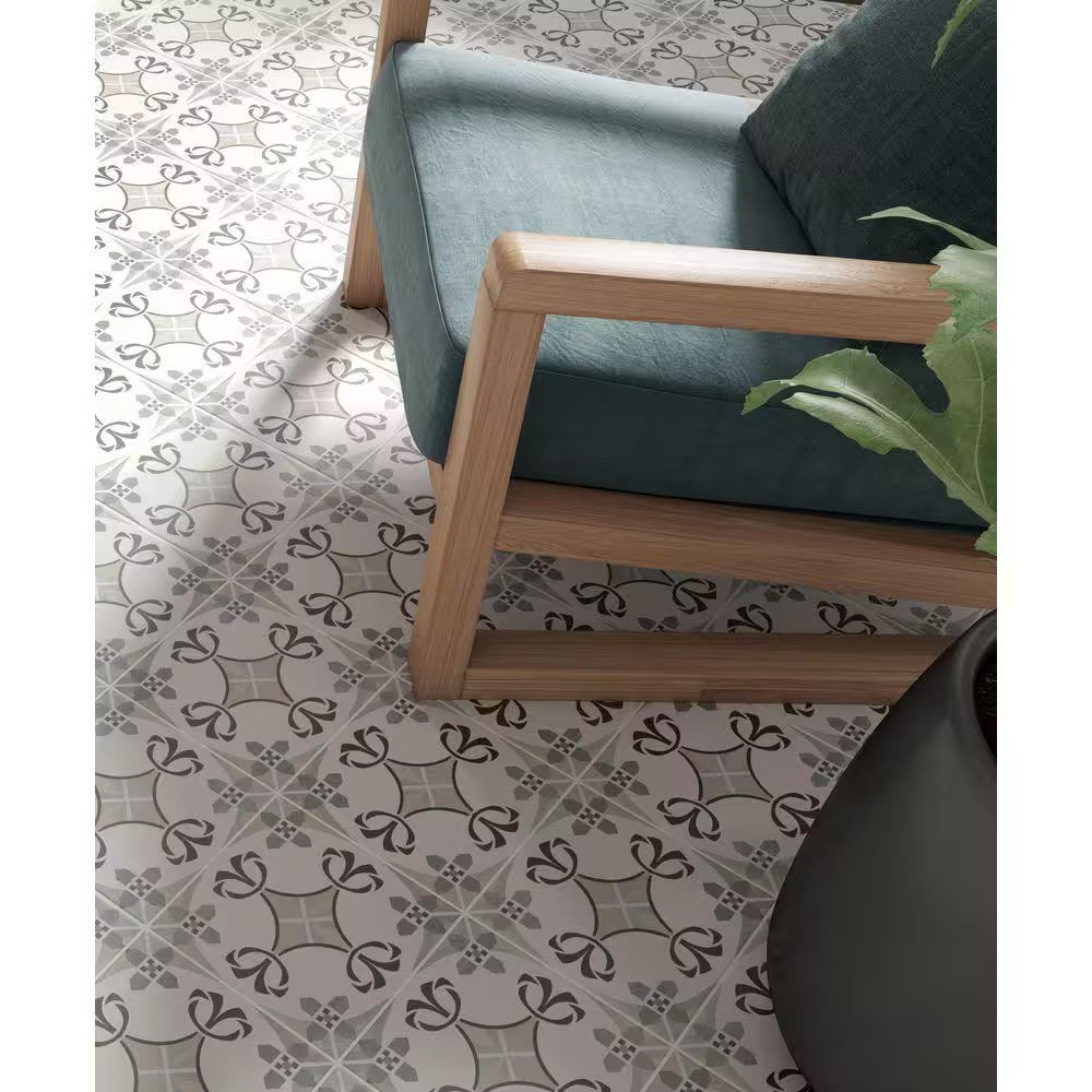 Istanelle Ankara Grey 8 In. Encaustic Patterned Matte Porcelain Wall and Floor T