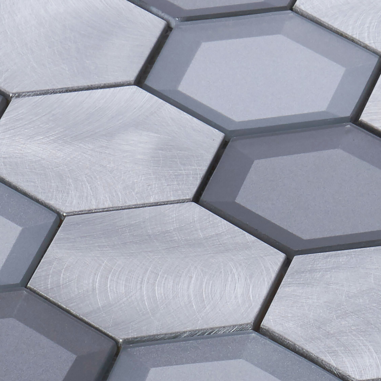 Gray Aluminum Glass Hexagon Modern Mosaic Tile Metallic Backsplash Kitchen Wall