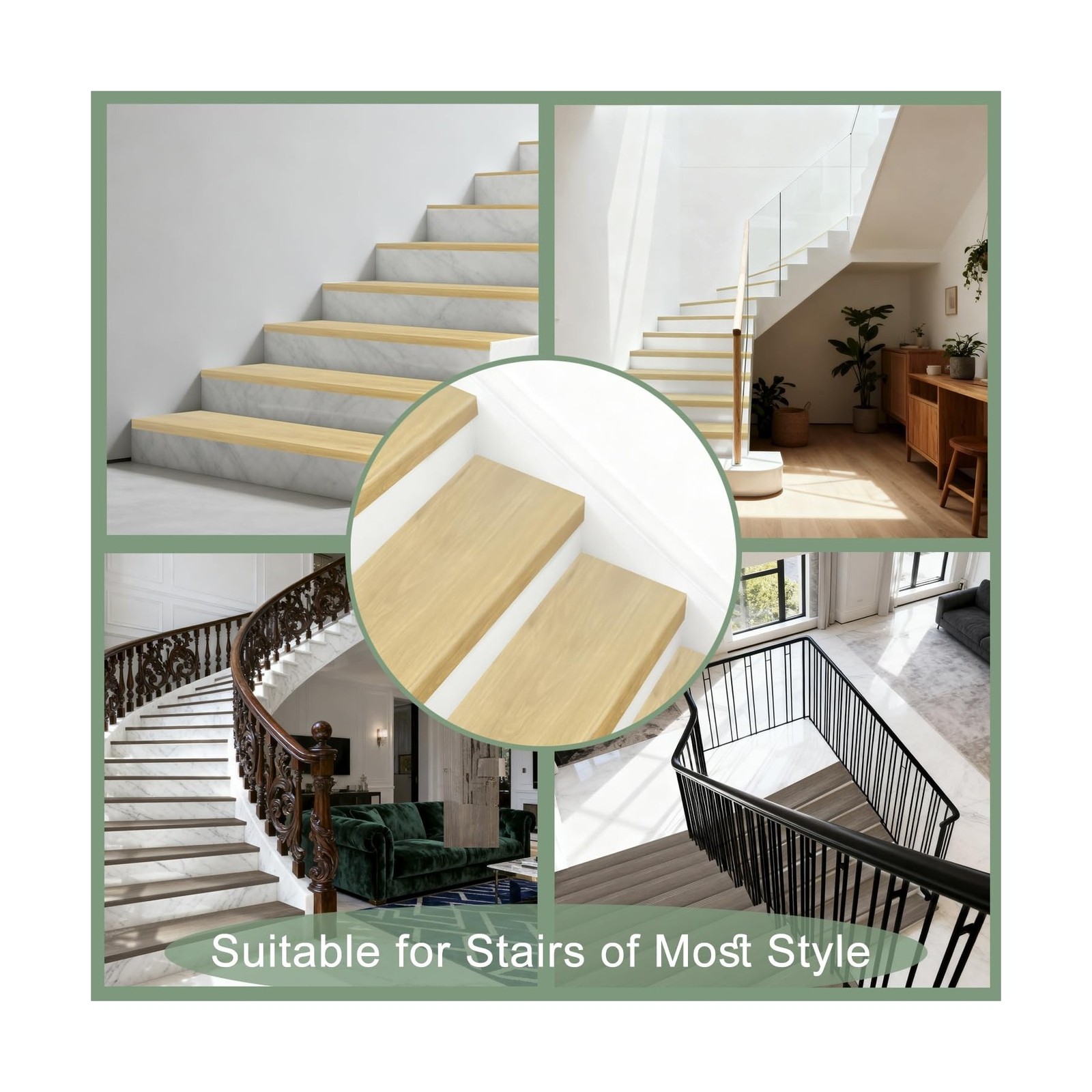 Non Slip Stair Treads for Stair Remodel, 4 Pieces 47×11.8 inch Wood Plastic C…