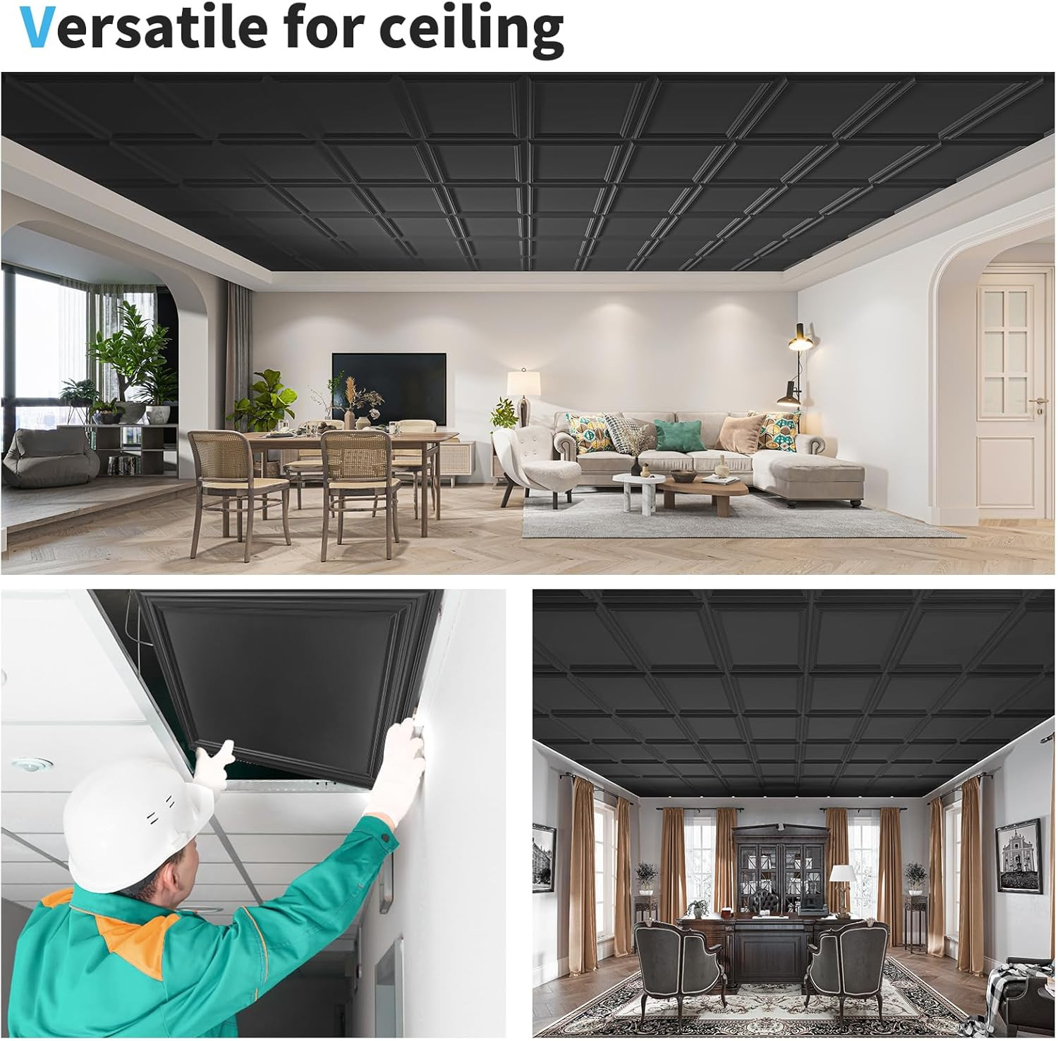 12-Pack Drop Relief Ceiling Tiles for Home, Office & Commercial Space, 24 X 24In