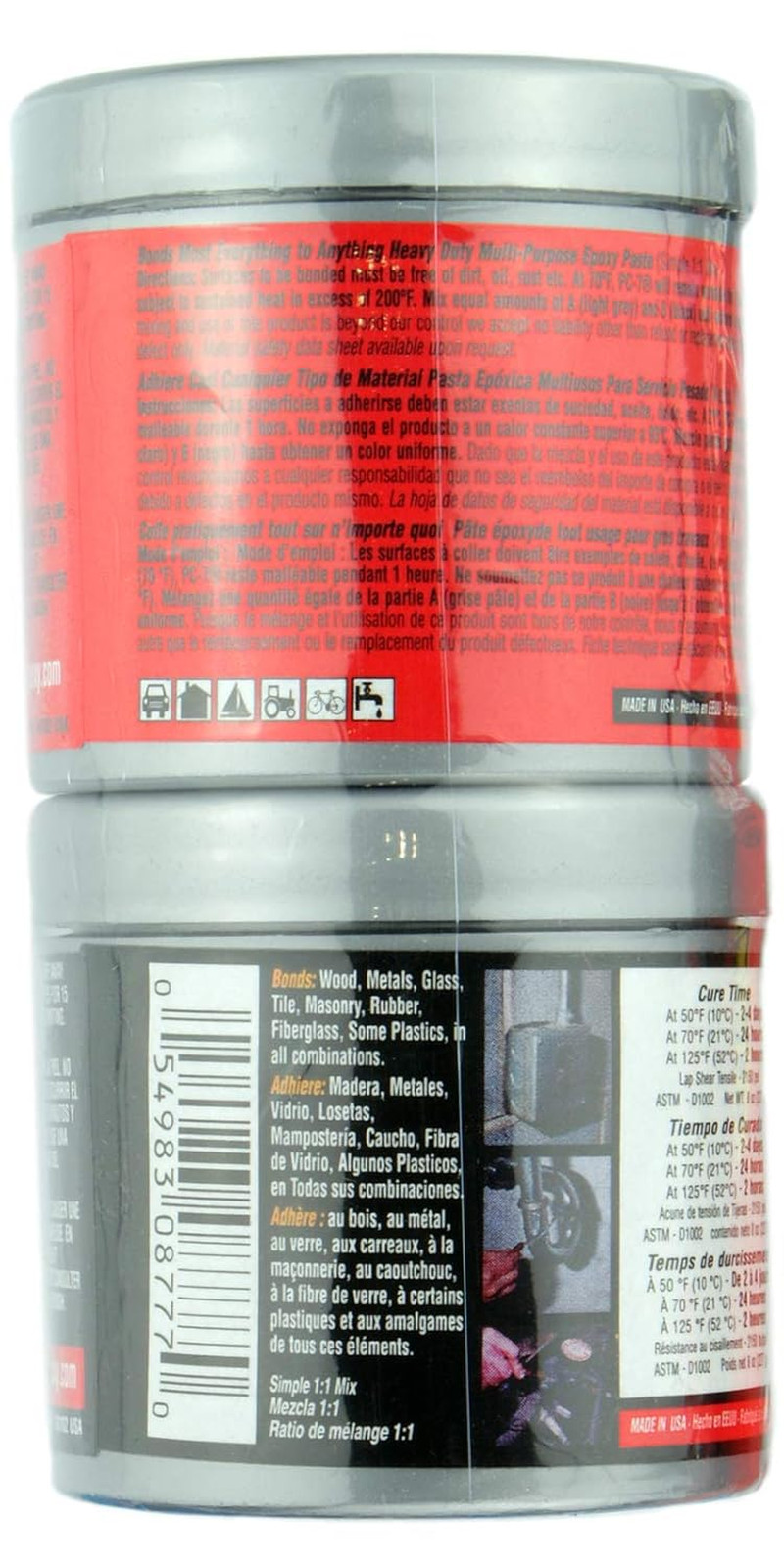 Epoxy Adhesive Paste Heavy Duty Charcoal Gray 1/2lb Two-Part Indoor Outdoor