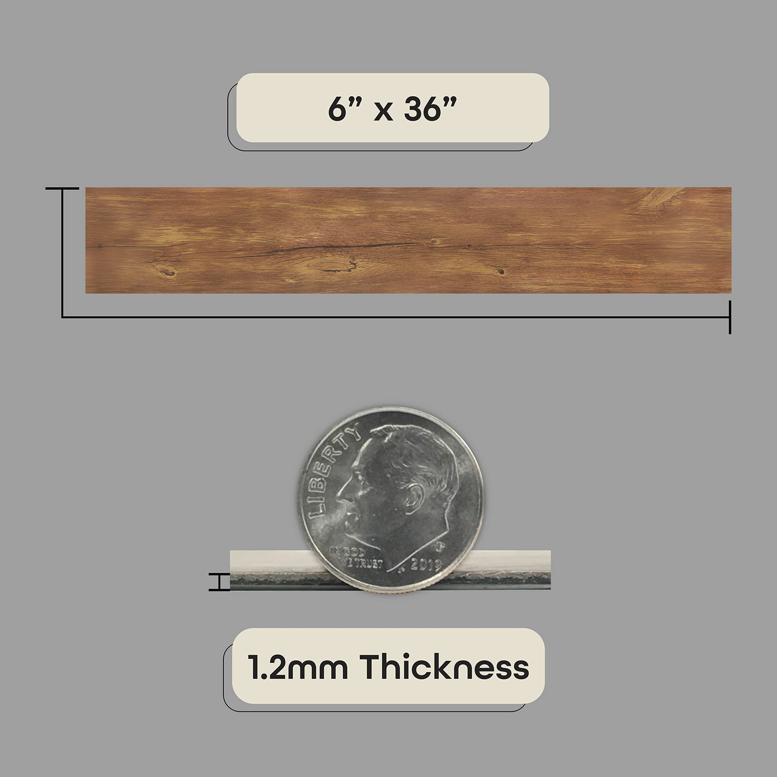 Vinyl Peel and Stick Floor Tile, Self-Adhesive Wood Plank, 10-Pack (15 Square…