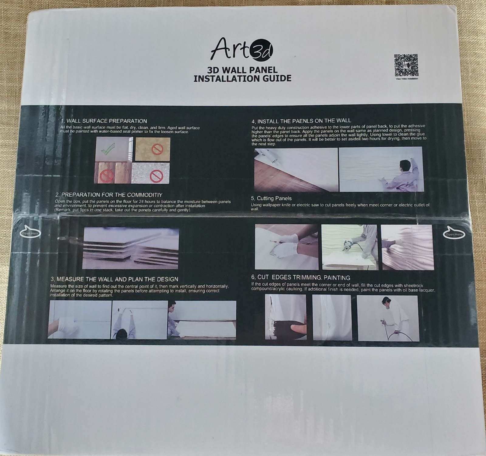 2 Box Art 3D 12″X12″ Plastic Textured Wall Panels Walnut A10341WL