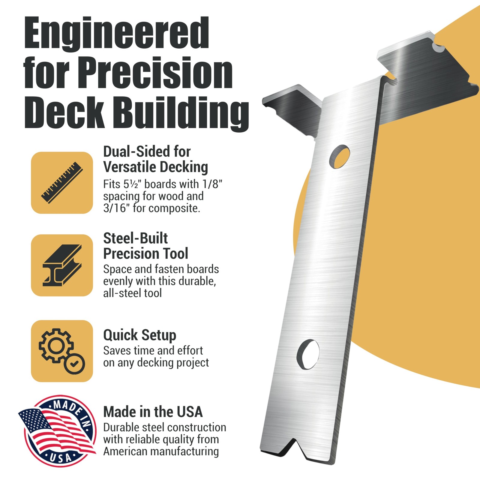 Steel Deck Spacing and Fastening Tool 3 Pack for Use with 5-1/2 Inch Deck Boa…