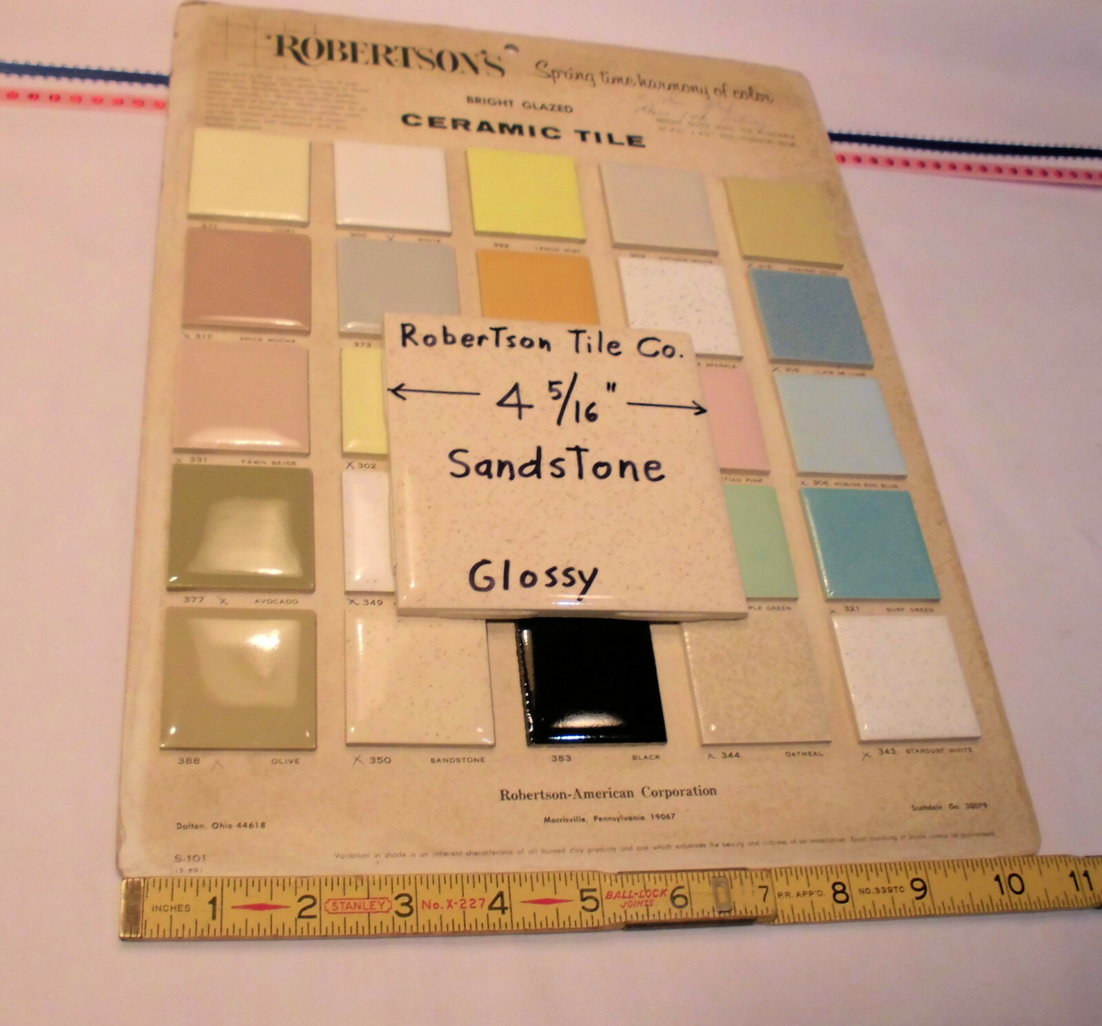1 pc. Ceramic Tile: Buckwheat – Sandstone: Beige & Gold Specks, Robertson 4-5/16