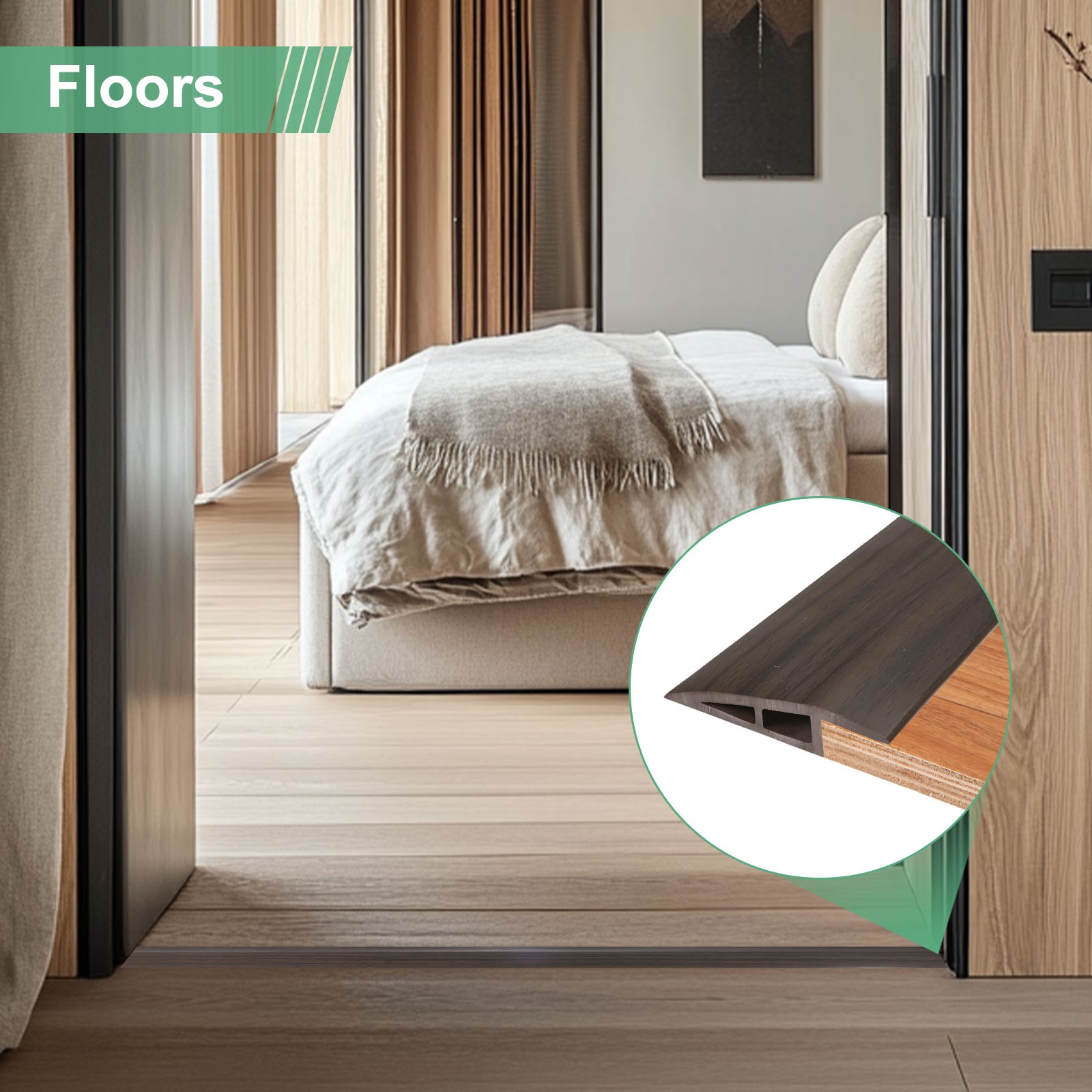 Floor Transition Strip, Heights Within 2/5Inch(10mm)[Dark Brown Wood Grain]