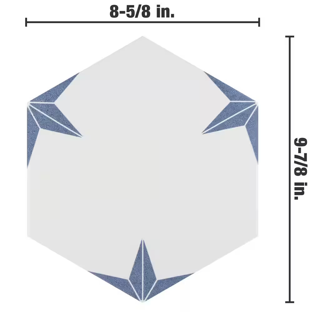 Stella Hex Azul 8-5/8 In. X 9-7/8 In. Porcelain Floor and Wall Tile (11.5 Sq. Ft