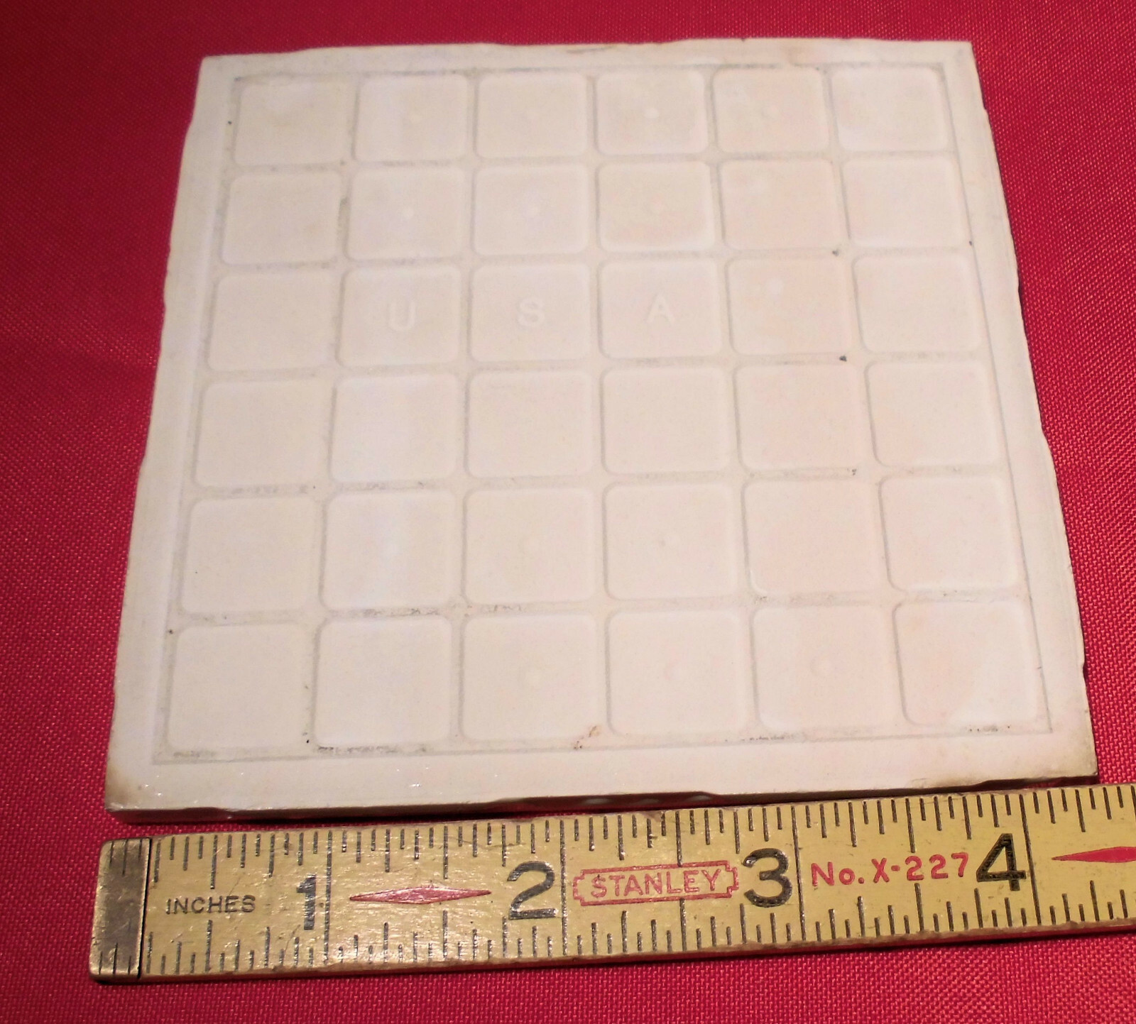 1 pc. Biscuit Glossy Ceramic Tile 4-3/8″ by Florida Tile Co. NOS off-white