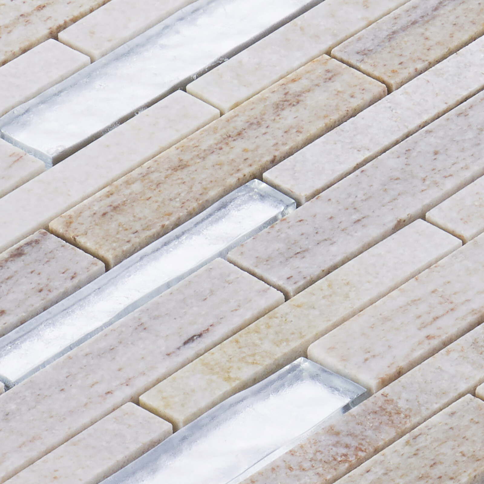 Sand Cream Gray Quartzite Marble Stone Silver Glass Mosaic Tile Wall Backsplash