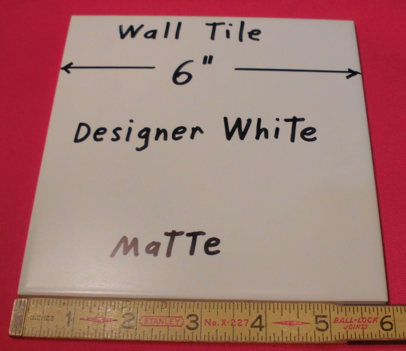 1 pc. *Designer White* Matte Ceramic Tile: 6″ X 6″ New Stock, Made in Brazil